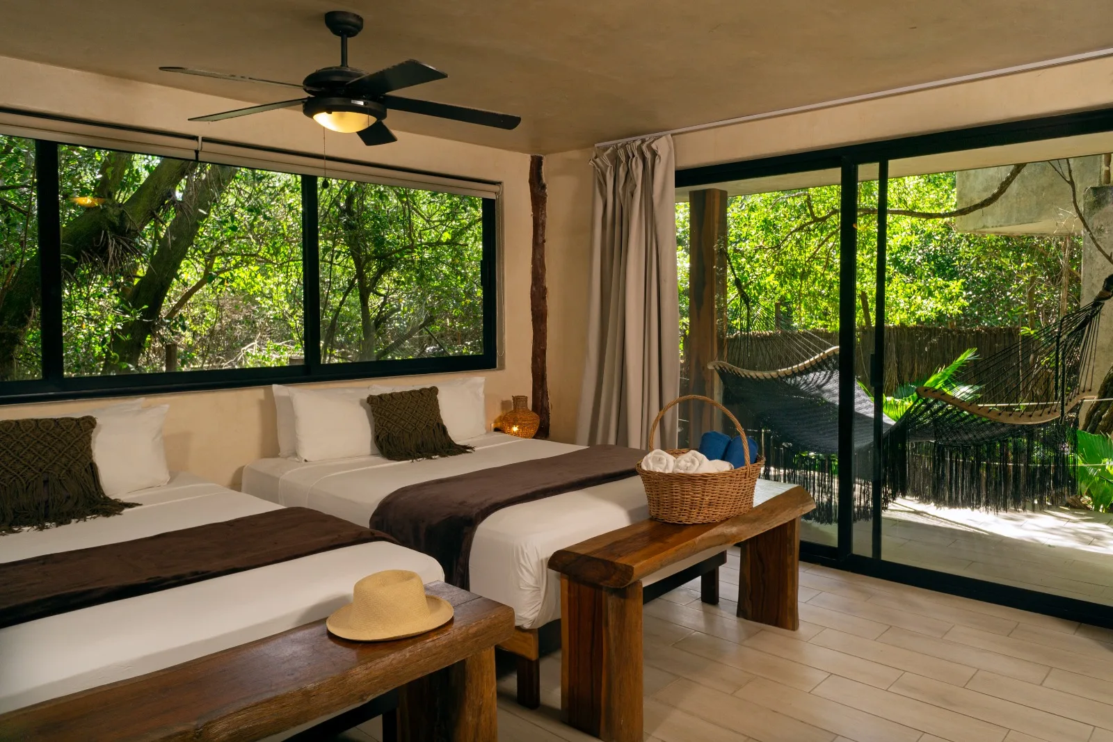 Two queen beds room with balcony at Sunset Tulum